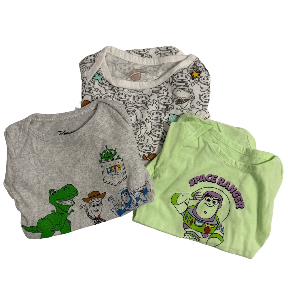 Disney Baby Toy Story Bodysuit Set 3PK Woody Buzz Rex Alien 0-3M New